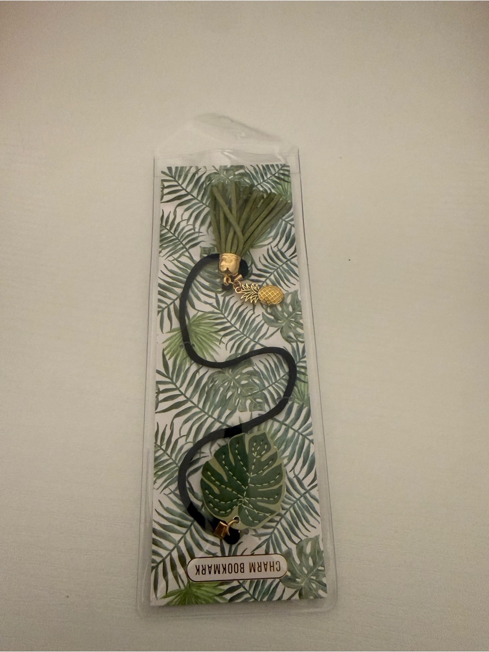 Barnes & Noble Green Tassel Bookmark with Gold Pineapple Charm